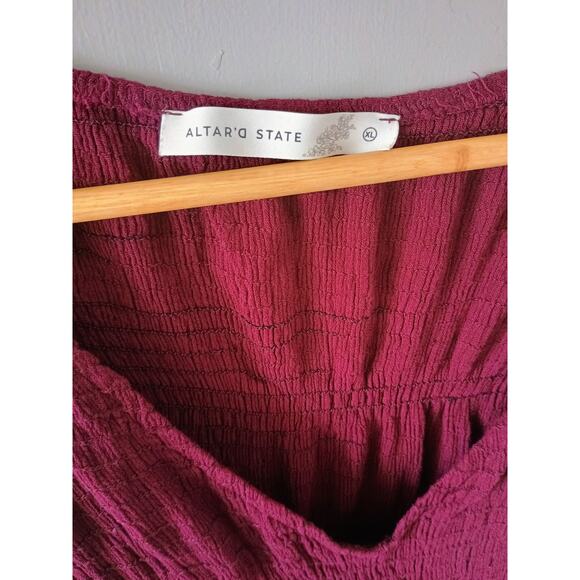 Altar'd state red V-neck mini dress with long sleeves and a flowy hem XL boho - Picture 13 of 16